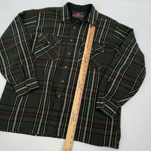 VINTAGE 90s Back Packer Sportswear Plaid Flannel Green Brown Blue Size Large - Picture 5 of 6